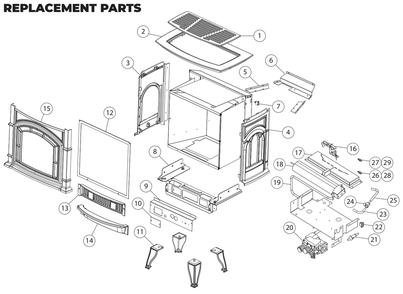 Diagram Diagram and Parts List for AGC500VF  US Stove Company Heating Stove